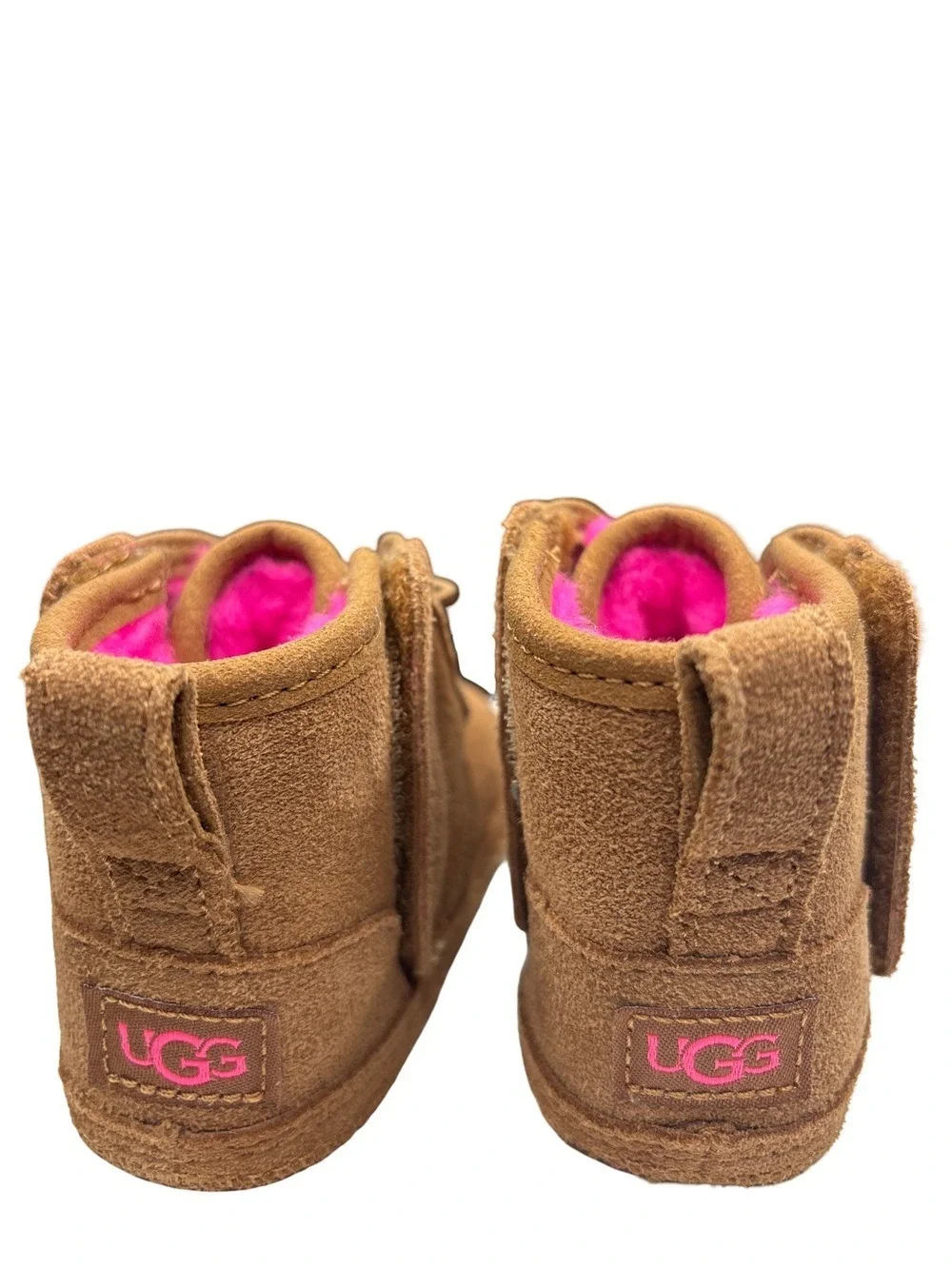 UGG Toddlers Brown Suede Moccasins Pink Trim Size 4-5